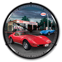 1974 Corvette at Esso Gas Station 14" LED Wall Clock