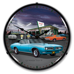 1968 Sinclair GTO at Gas Station 14" LED Wall Clock