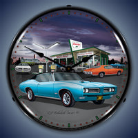 1968 Sinclair GTO at Gas Station 14" LED Wall Clock