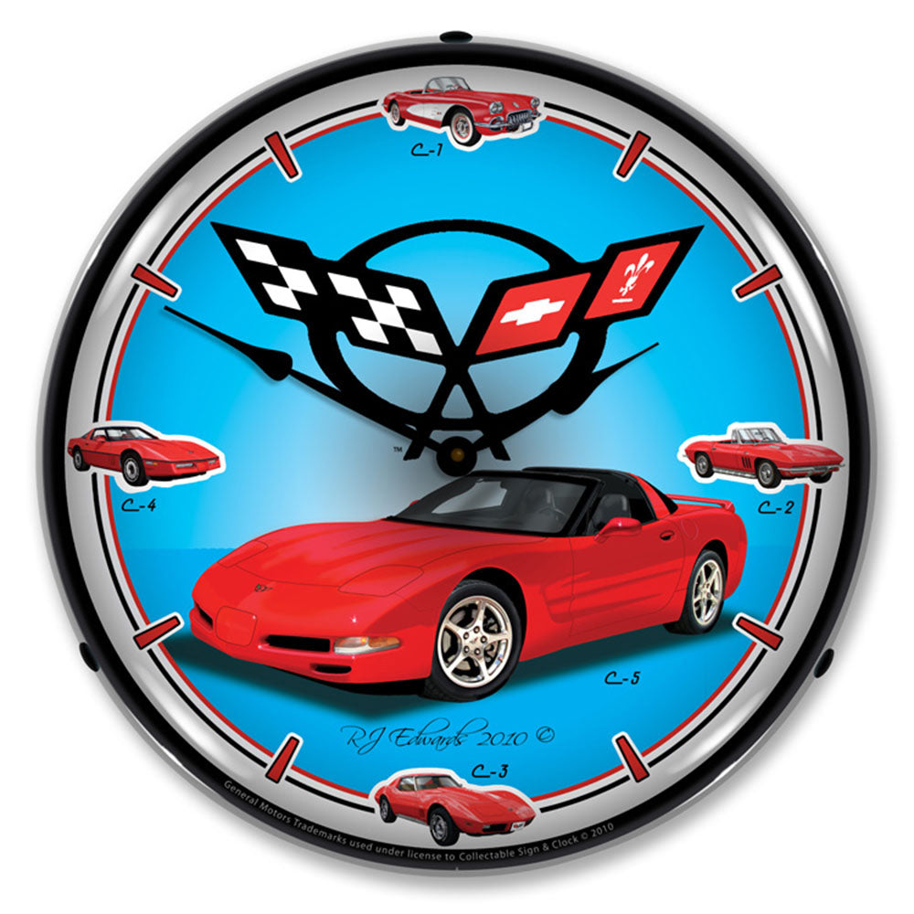 Corvette History 14" LED Wall Clock