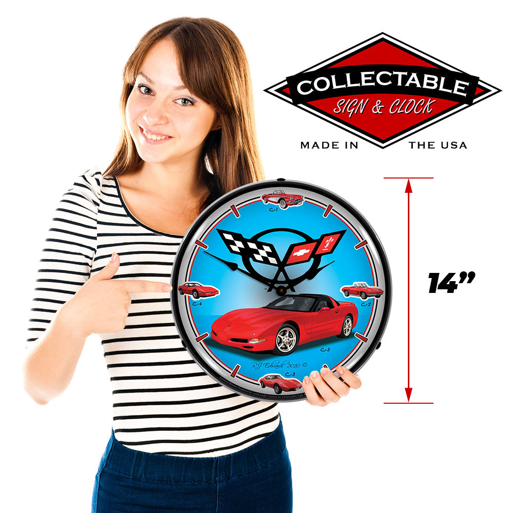 Corvette History 14" LED Wall Clock