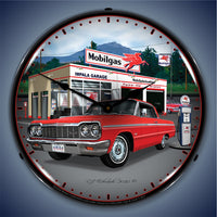 1964 Impala at Mobilgas Garage 14" LED Wall Clock