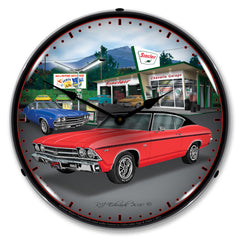 1969 Chevy Chevelle at Sinclair Garage 14" LED Wall Clock