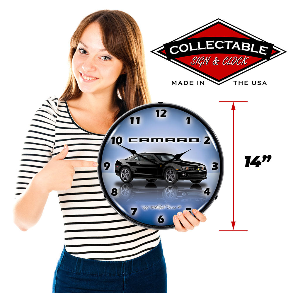 Camaro G5 Black 14" Backlit LED Wall Clock – High-Visibility Automotive Display