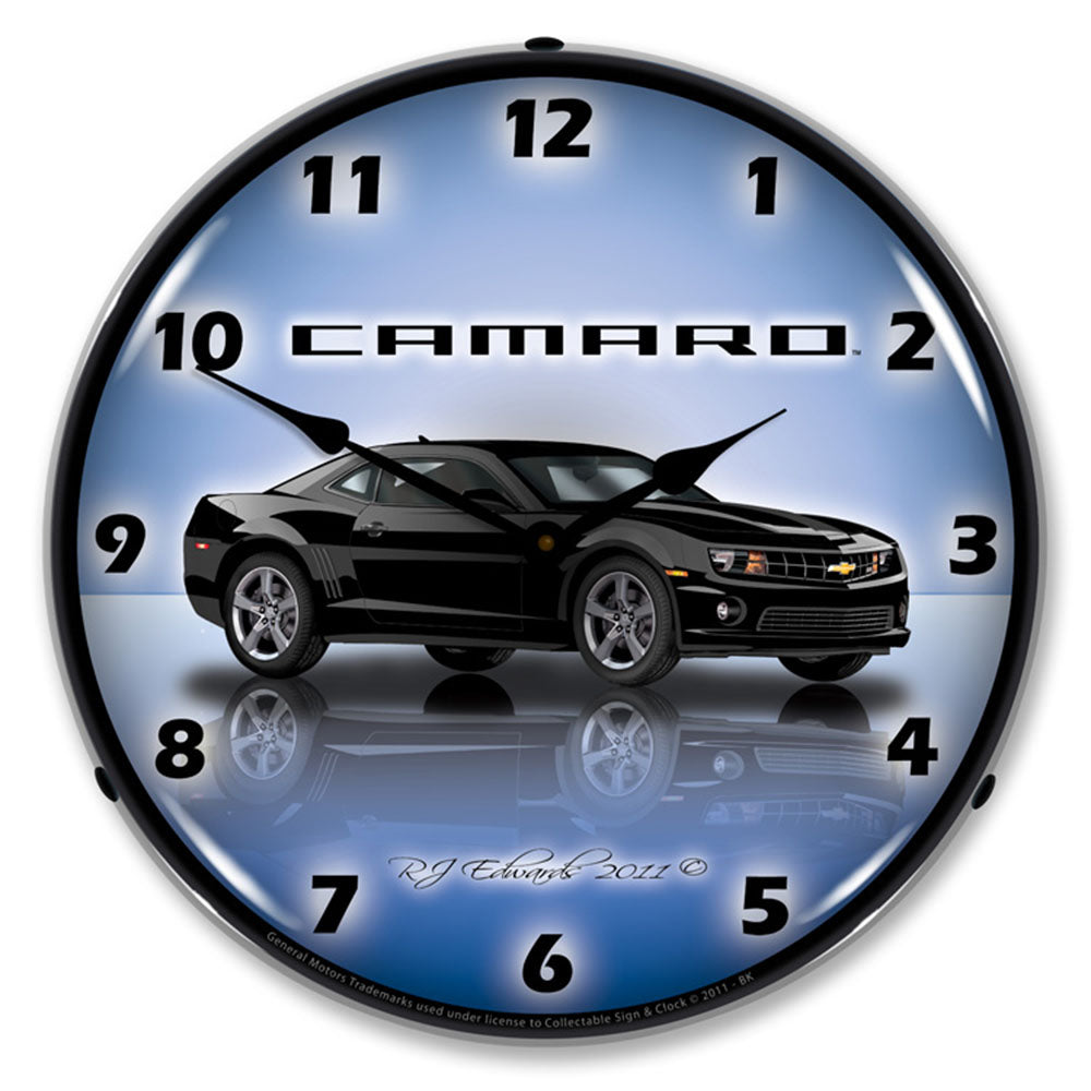 Camaro G5 Black 14" Backlit LED Wall Clock – High-Visibility Automotive Display