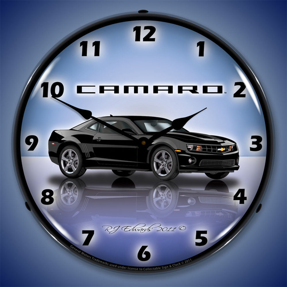 Camaro G5 Black 14" Backlit LED Wall Clock – High-Visibility Automotive Display