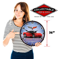 Corvette C6 Torch Red 14" LED Wall Clock