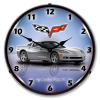 Corvette C6 Blade Silver 14" LED Wall Clock