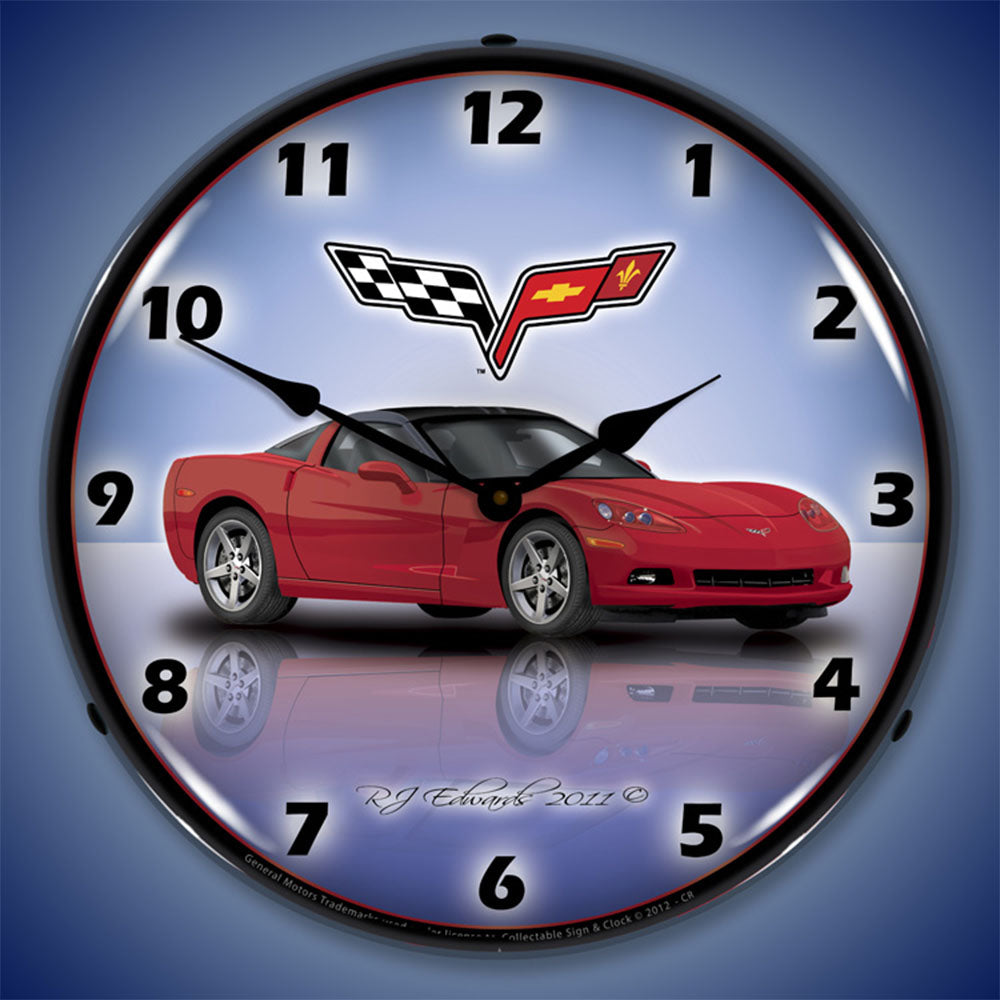 Corvette C6 Crystal Red 14" LED Wall Clock