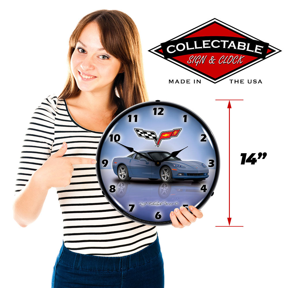 Corvette C6 Supersonic Blue 14" LED Wall Clock