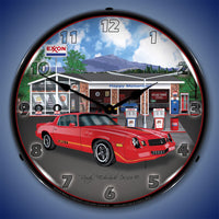 1979 Z28 Camaro at Exxon Gas Station 14" LED Wall Clock