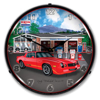 1979 Z28 Camaro at Exxon Gas Station 14" LED Wall Clock