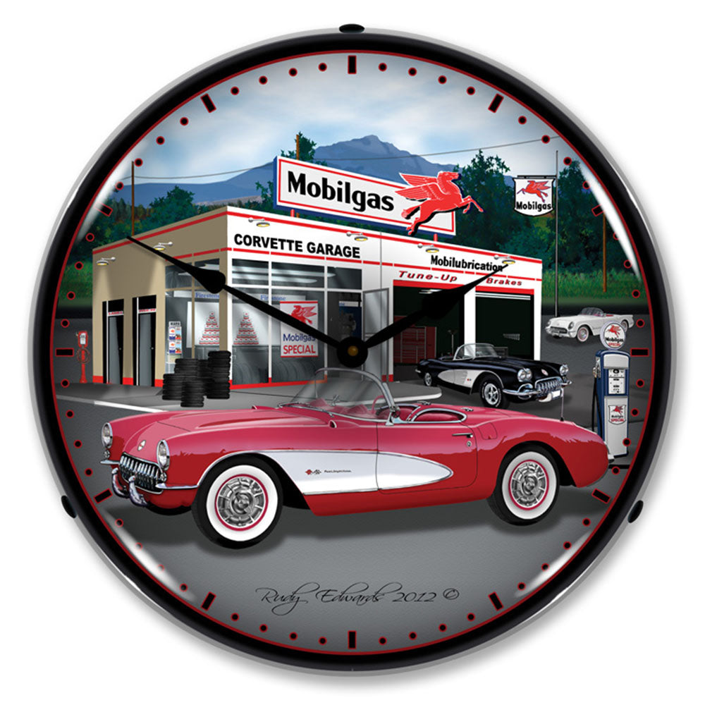1957 Corvette Garage 14" LED Wall Clock