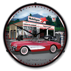 1957 Corvette Garage 14" LED Wall Clock