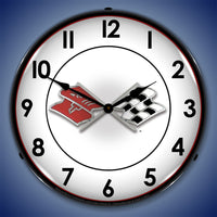 Corvette Flags 14" LED Wall Clock