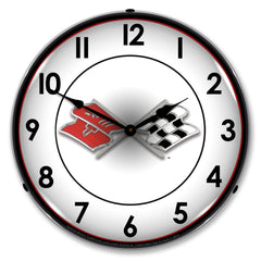 Corvette Flags 14" LED Wall Clock