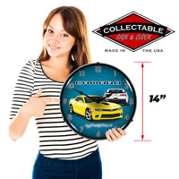 2014 Camaro SS Bright Yellow 14" LED Wall Clock