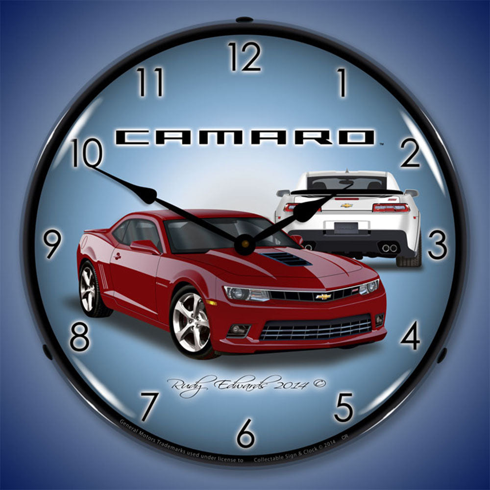 2014 Camaro SS Crystal Red 14" LED Wall Clock