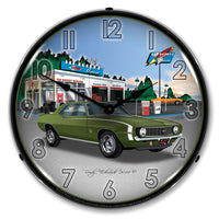 1969 Camaro SS at Rocket Gas Station 14" LED Wall Clock