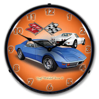 1971 Corvette Stingray, Blue 14" LED Wall Clock