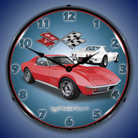 1971 Corvette Stingray, Red 14" LED Wall Clock