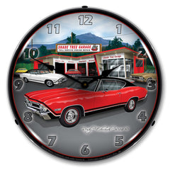 1968 SS Chevelle at Shade Tree Garage 14" LED Wall Clock