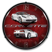 Corvette C7 Arctic White 14" LED Wall Clock