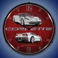 Corvette C7 Blade Silver 14" LED Wall Clock