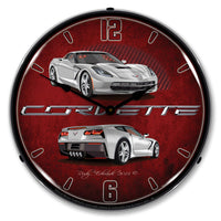 Corvette C7 Blade Silver 14" LED Wall Clock