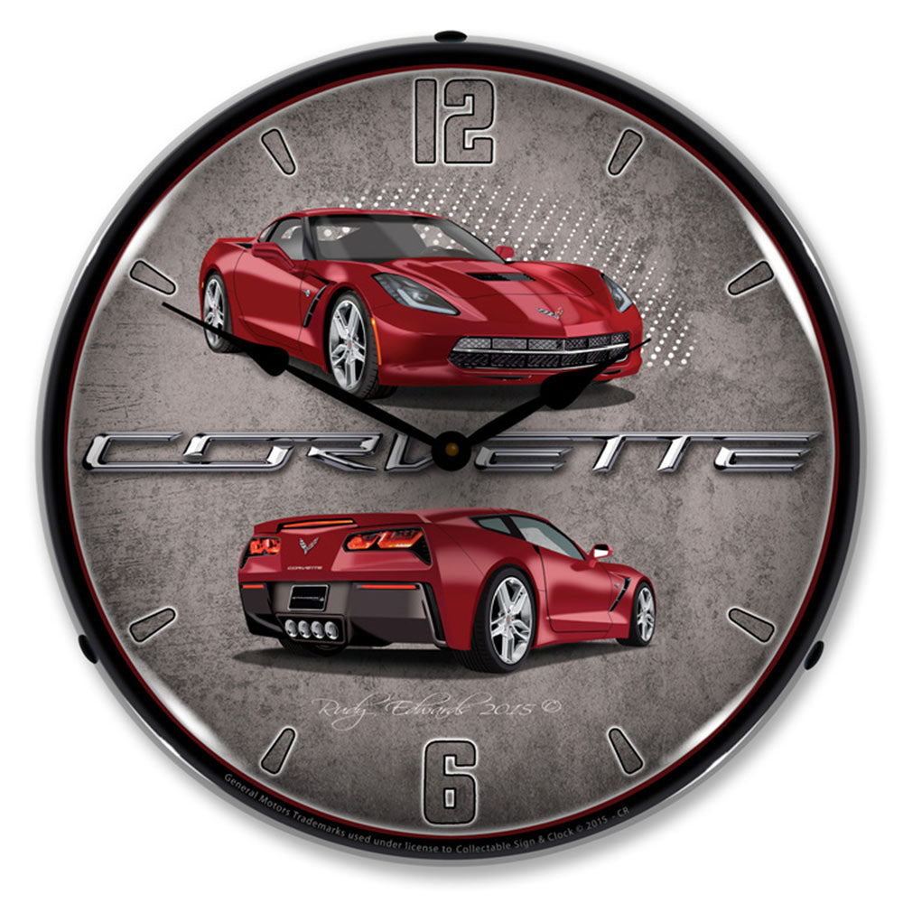 Corvette C7 Crystal Red 14" LED Wall Clock