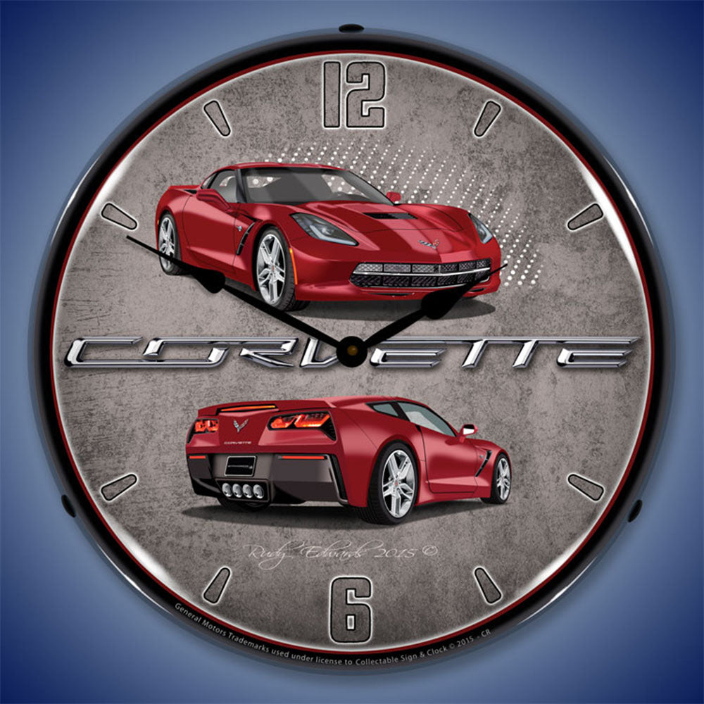 Corvette C7 Crystal Red 14" LED Wall Clock