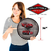 Corvette C7 Crystal Red 14" LED Wall Clock