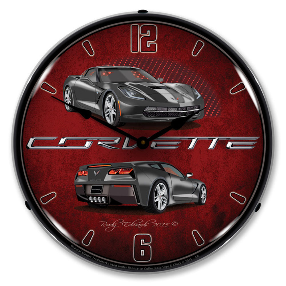 Corvette C7 Cyber Grey 14" LED Wall Clock