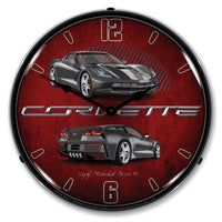 Corvette C7 Cyber Grey 14" LED Wall Clock