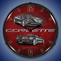 Corvette C7 Cyber Grey 14" LED Wall Clock
