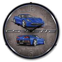 Corvette C7 Laguna Blue 14" LED Wall Clock