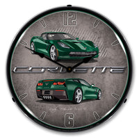 Corvette C7 Rock Green 14" LED Wall Clock