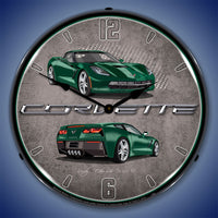 Corvette C7 Rock Green 14" LED Wall Clock