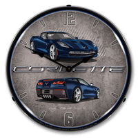 Corvette C7 Race Blue 14" LED Wall Clock