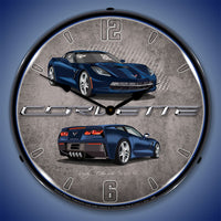 Corvette C7 Race Blue 14" LED Wall Clock
