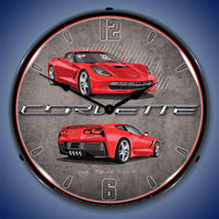 Corvette C7 Torch Red 14" LED Wall Clock