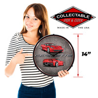 Corvette C7 Torch Red 14" LED Wall Clock