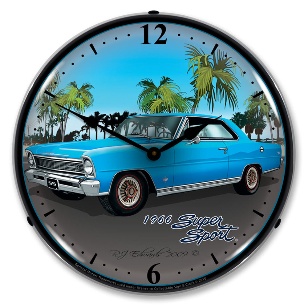 1966 Super Sport Nova Blue 14" LED Wall Clock