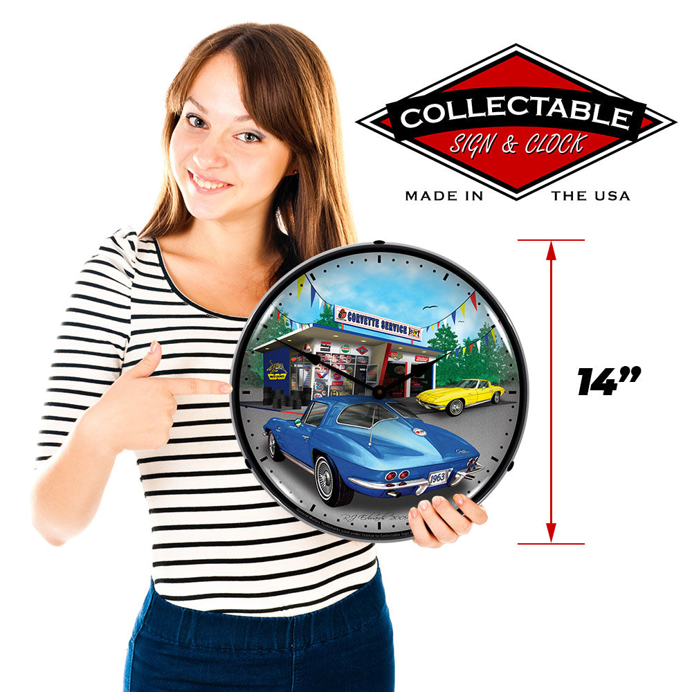 1963 Corvette Garage 14" LED Wall Clock