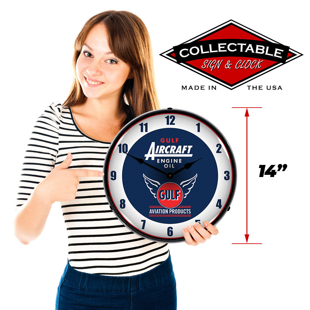 Gulf Aviation Products Aircraft Engine Oil 14" LED Wall Clock
