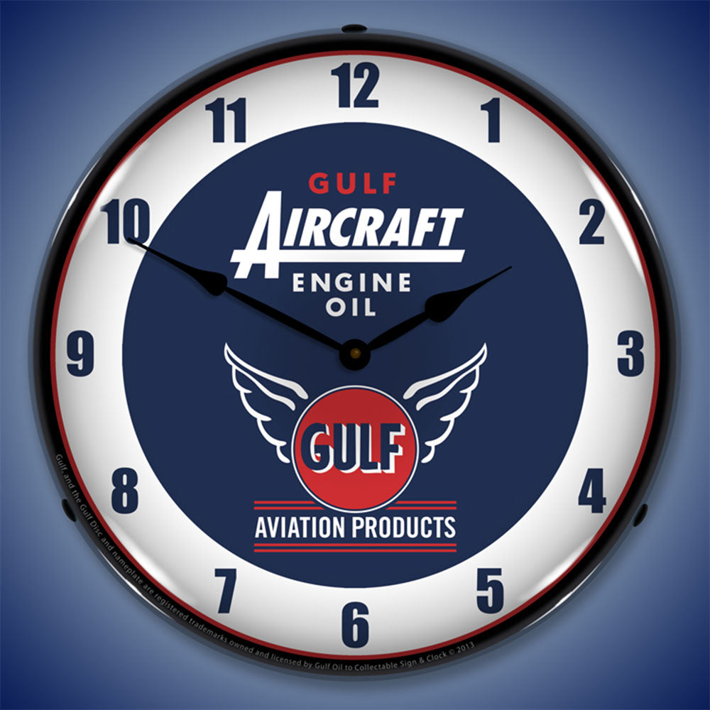 Gulf Aviation Products Aircraft Engine Oil 14" LED Wall Clock