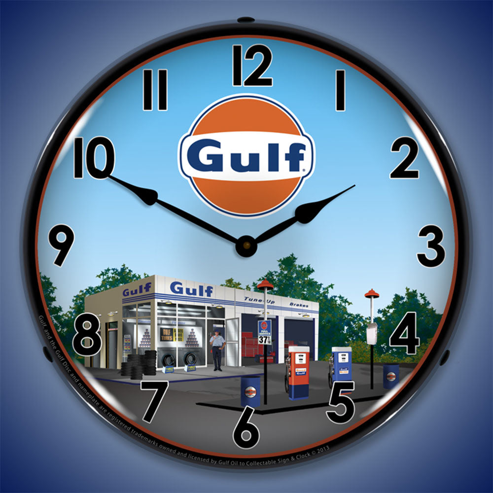 Gulf Station 14" LED Wall Clock