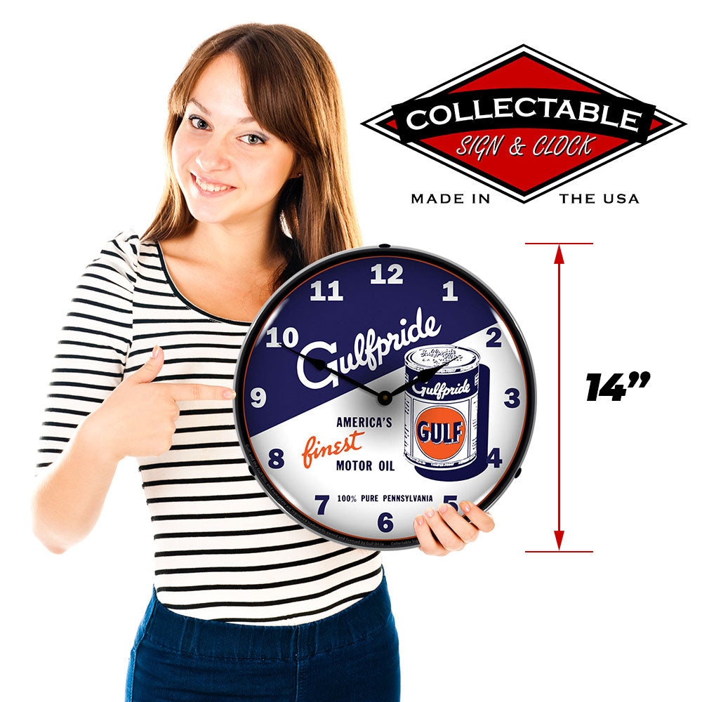 Gulfpride Motor Oil "America's Finest Motor Oil" 14" LED Wall Clock