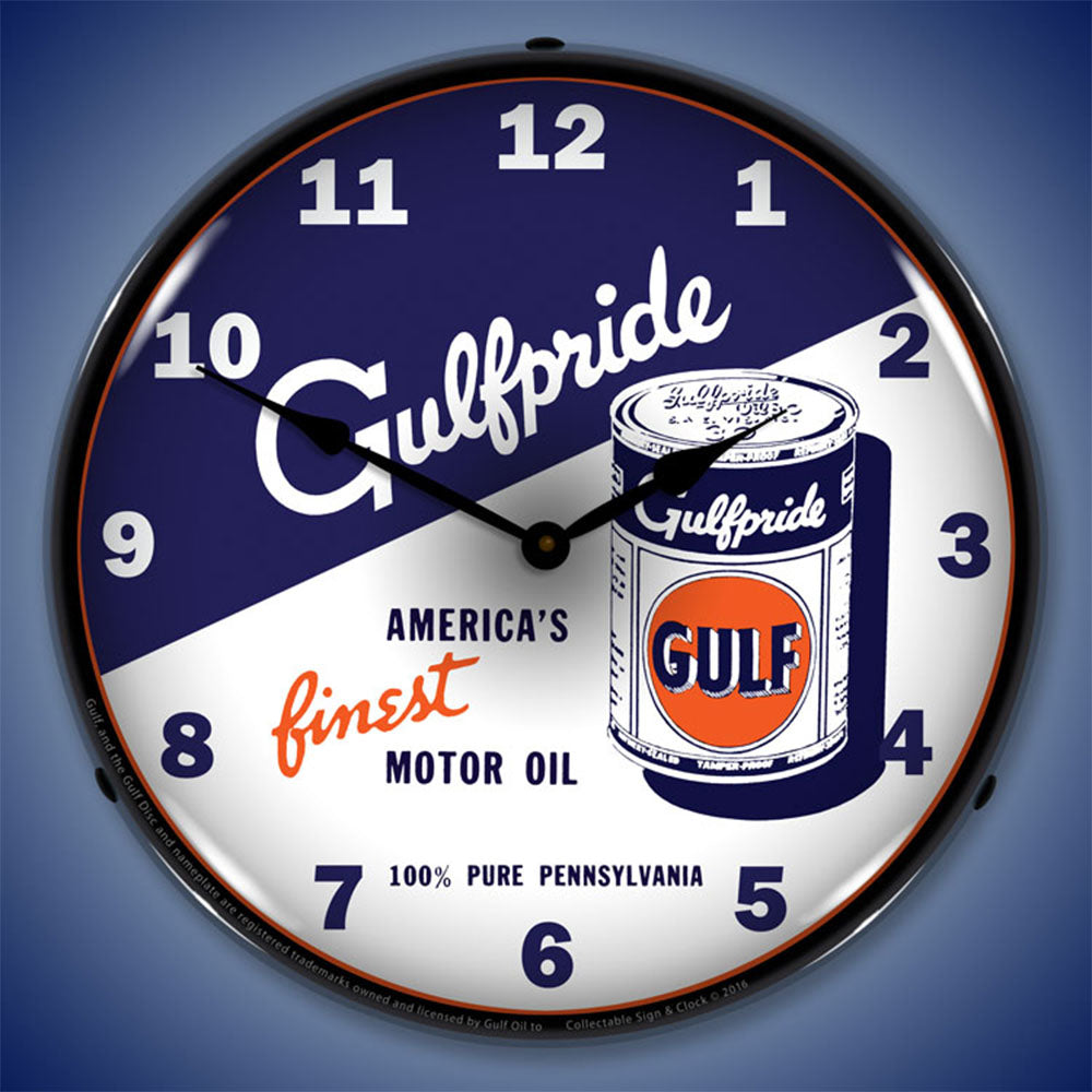 Gulfpride Motor Oil "America's Finest Motor Oil" 14" LED Wall Clock