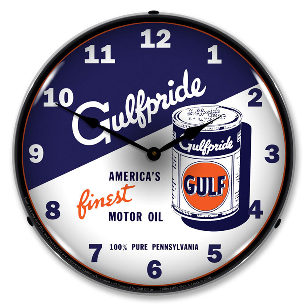 Gulfpride Motor Oil "America's Finest Motor Oil" 14" LED Wall Clock